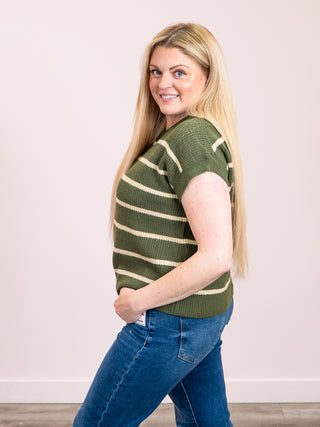 *NEW* Sonia Striped Sweater Top | Olive & Tan