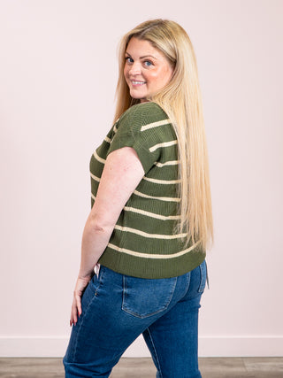 *NEW* Sonia Striped Sweater Top | Olive & Tan