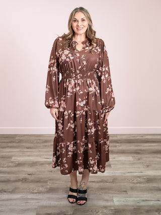 *NEW* Autumn Kiss Midi Dress | Brown