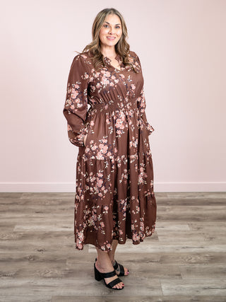 *NEW* Autumn Kiss Midi Dress | Brown