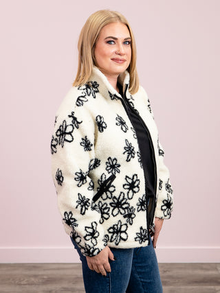 RD Style | Whistler Sherpa Jacket | White & Black Floral