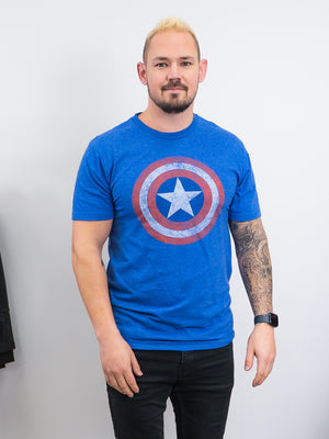 *NEW* The Ozzy | Captain America Graphic Tee | Royal Heather Blue