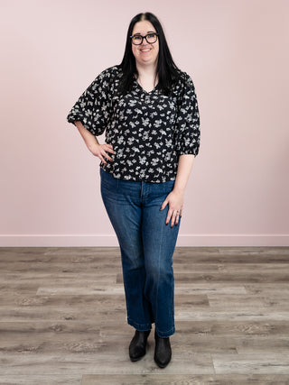 Taylee Floral Top | Black