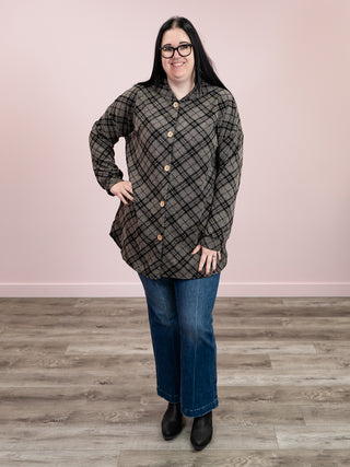 *NEW* Bohemian Plaid Cardigan | Khaki & Black