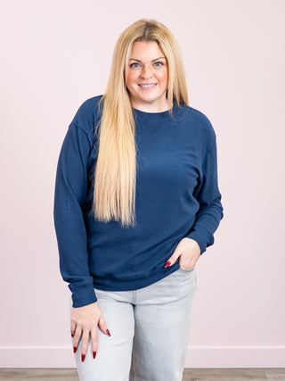 *NEW* Corrine Ribbed Pullover Top | Navy