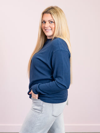 *NEW* Corrine Ribbed Pullover Top | Navy