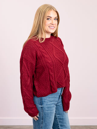 *NEW* Cable Knit Sweater | Cranberry
