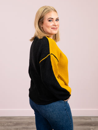 Game Day Colorblock Sweater | Mustard & Black