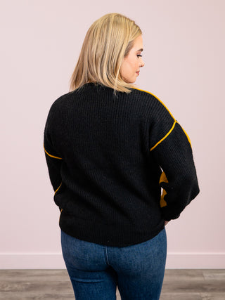 Game Day Colorblock Sweater | Mustard & Black