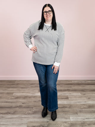 Lola Striped Thermal Top | White