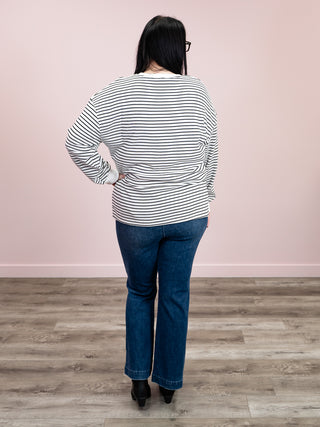 Lola Striped Thermal Top | White