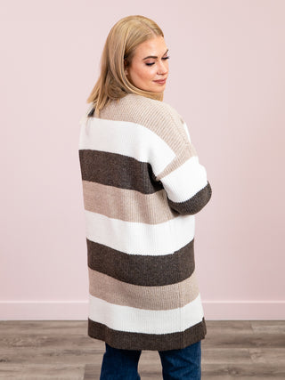 Raelynn Colorblock Cardigan | Beige & Chocolate