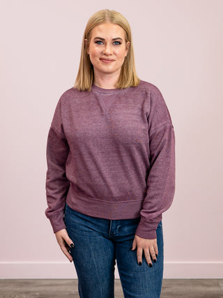 Burned Out Crewneck Sweatshirt | Dark Plum