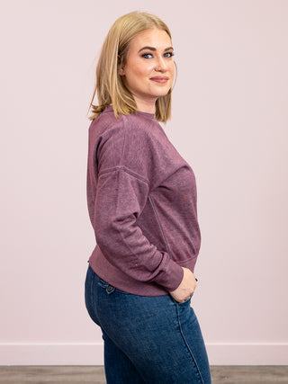 Burned Out Crewneck Sweatshirt | Dark Plum