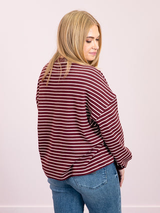 *NEW* RD Style | Colbert Striped Waffle Long Sleeve | Deep Burgundy