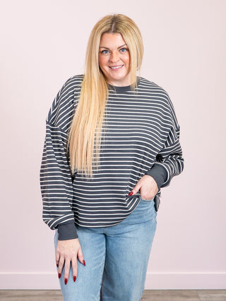 *NEW* RD Style | Colbert Striped Waffle Long Sleeve | Coal