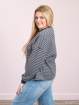 *NEW* RD Style | Colbert Striped Waffle Long Sleeve | Coal