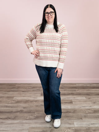 DEX | Stripes & Snuggles Oversized Sweater | Red Mix