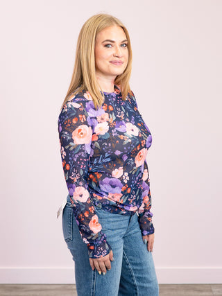 *NEW* Shirley Maggie Mesh Top | Purple Floral