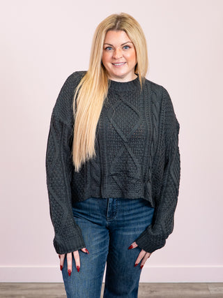 *NEW* Cable Knit Sweater | Charcoal