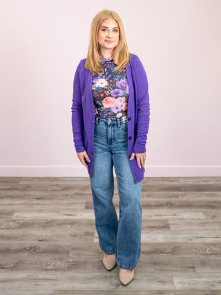 *NEW* Cori Cardigan | Heathered Purple