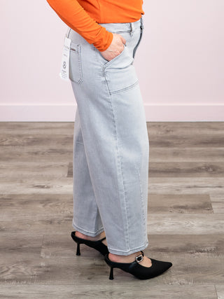 *NEW* Risen | Slouchy Cropped Barrel Jeans | Light Grey | Isaac