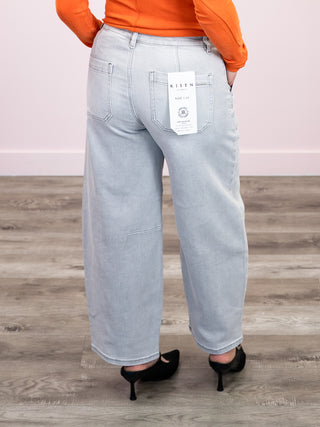 *NEW* Risen | Slouchy Cropped Barrel Jeans | Light Grey | Isaac