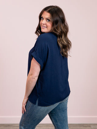 Freya Short Sleeve Top | Navy