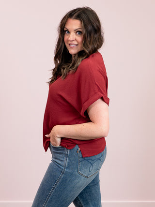 *FINAL SALE* Freya Short Sleeve Top | Burgundy