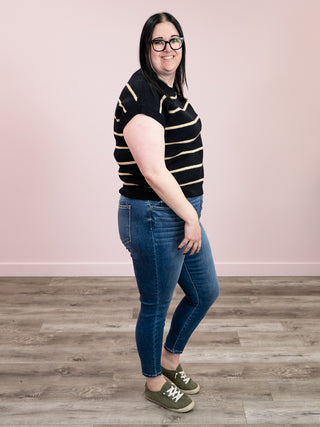 Sonia Striped Sweater Top | Black