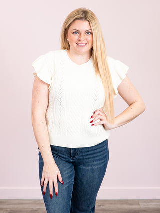 *NEW* Felicity Flutter Sweater Top | Ivory