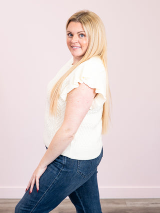 *NEW* Felicity Flutter Sweater Top | Ivory