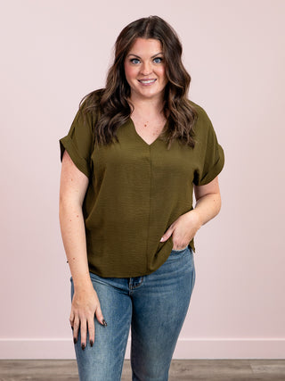 Freya Short Sleeve Top | Olive