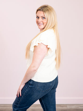 *NEW* Felicity Flutter Sweater Top | Ivory