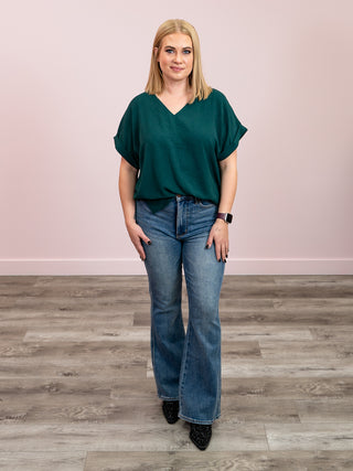 Judy Blue | High Rise | Tummy Control Bootcut with Pocket Embroidery | SHORT | Renzo