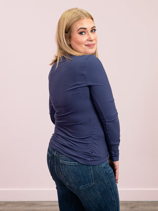 Kenley Ribbed Long Sleeve Top | Navy