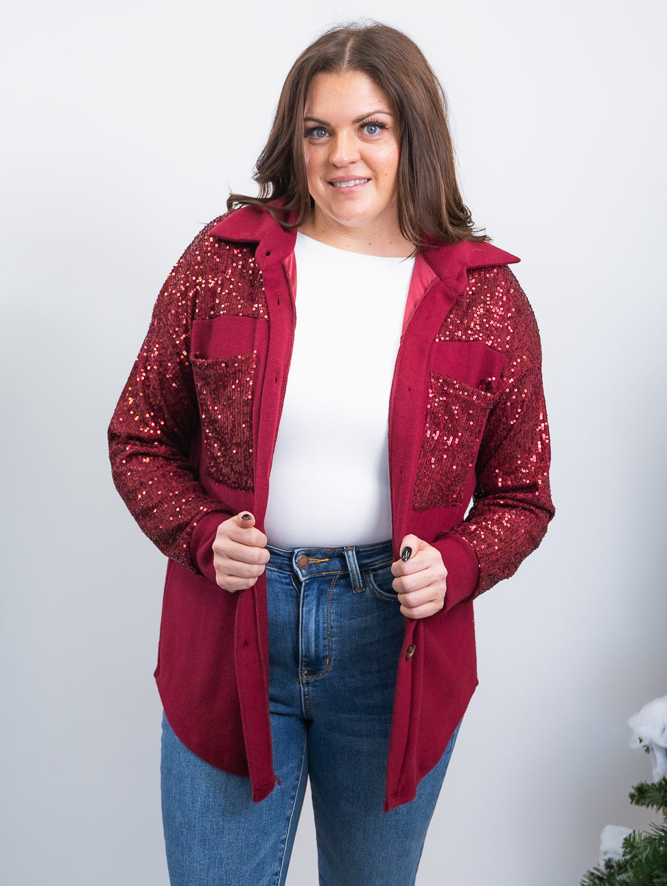 *CYBER MONDAY* NYC Sequin Shacket | Burgundy