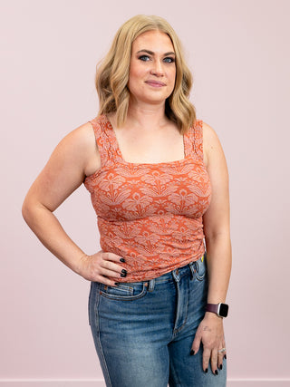 Angelina Floral Tank | 2 Tone Rust