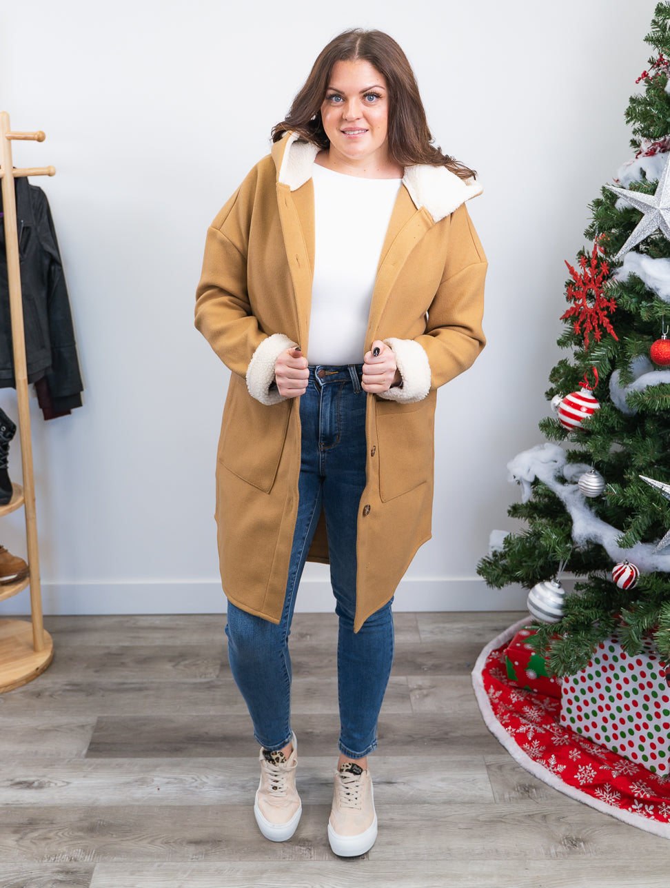 *SATURDAY DEAL* RD Style | Bea Hooded Coat | Camel & Cream