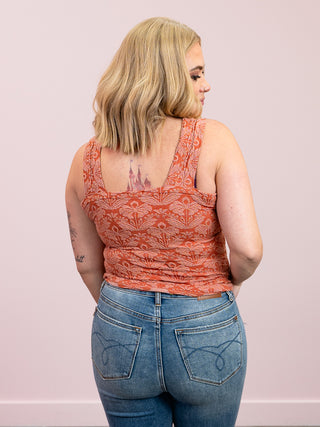 Angelina Floral Tank | 2 Tone Rust