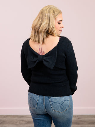 Bridget Back Bow Sweater | Black