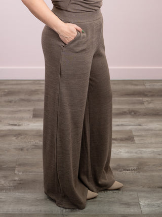 *NEW* DEX | Linda Knit Pant | Light Heather Brown