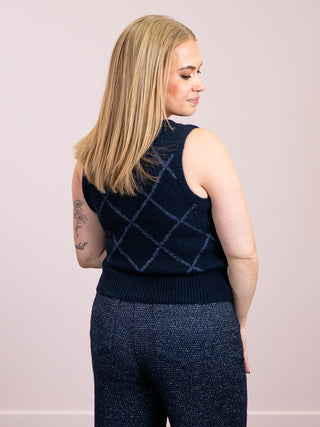 *NEW* DEX | Vicky Sequin Sweater Vest | Navy Blue