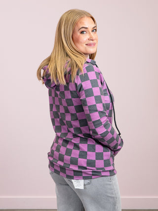 *NEW* Ashley Hoodie | Black & Purple Checkers