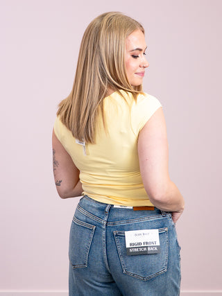 *NEW* Second Skin | Shayla Cotton Cap Sleeve Square Neck Top | Double Cream