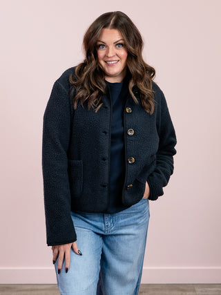 Frostline Button Sherpa JACKET | Deep Navy