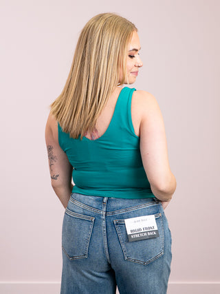 *NEW* Second Skin | Valentina Cotton V Neck Tank Top | Marine Green