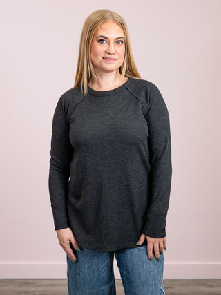 *NEW* Julianna Long Sleeve Waffle Top | Black