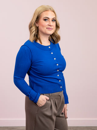 DEX | Katherine Easy Crewneck Cardigan | Sapphire