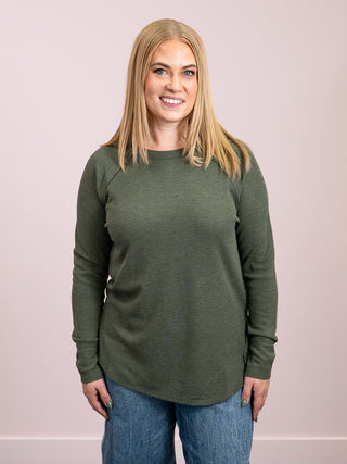 *NEW* Julianna Long Sleeve Waffle Top | Dark Olive